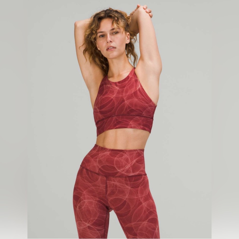 Lululemon Free to Be High Neck Long Line Bra Orbit Fusion Mulled Wine Multi Sz 6